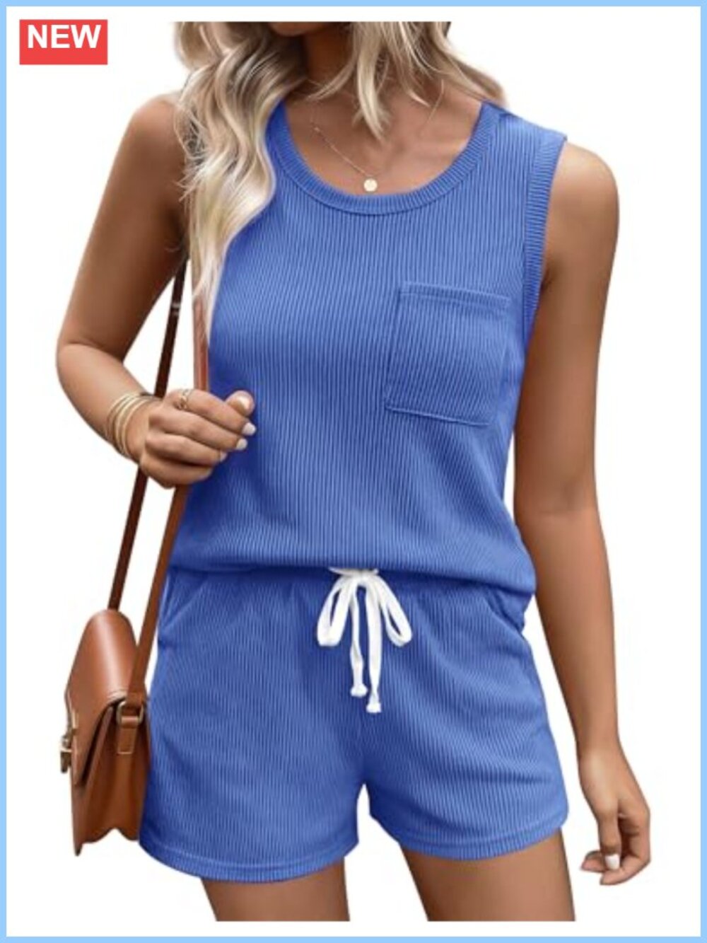 Ribbed Knit Sleeveless Tank & High Waist Shorts Lounge Set
